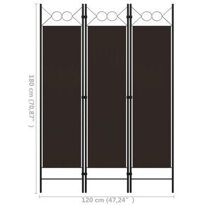 3-tlg. Raumteiler Braun 120 x 180 cm