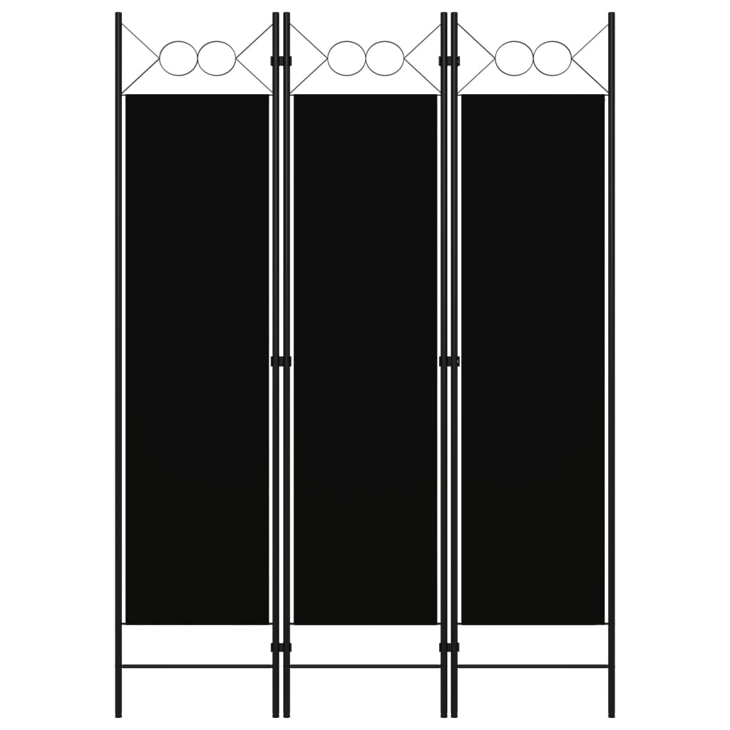 3-tlg. Raumteiler Schwarz 120 x 180 cm