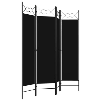 4-tlg. Raumteiler Schwarz 160 x 180 cm