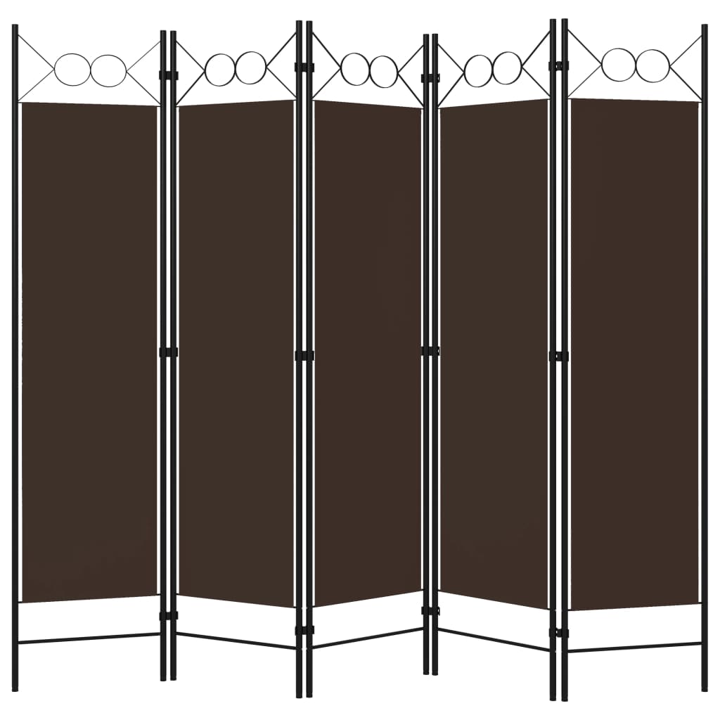 5-tlg. Raumteiler Braun 200 x 180 cm