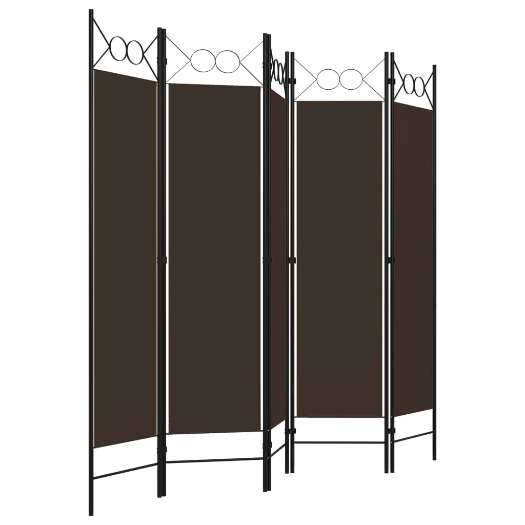 5-tlg. Raumteiler Braun 200 x 180 cm