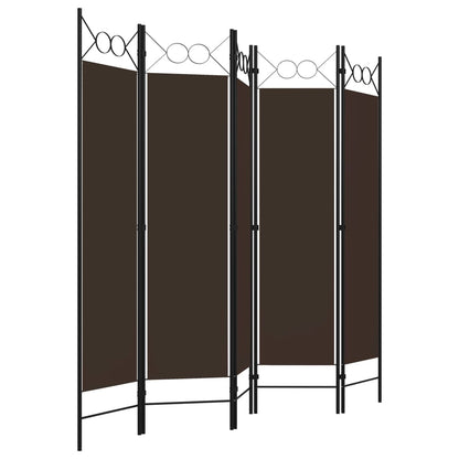 5-tlg. Raumteiler Braun 200 x 180 cm