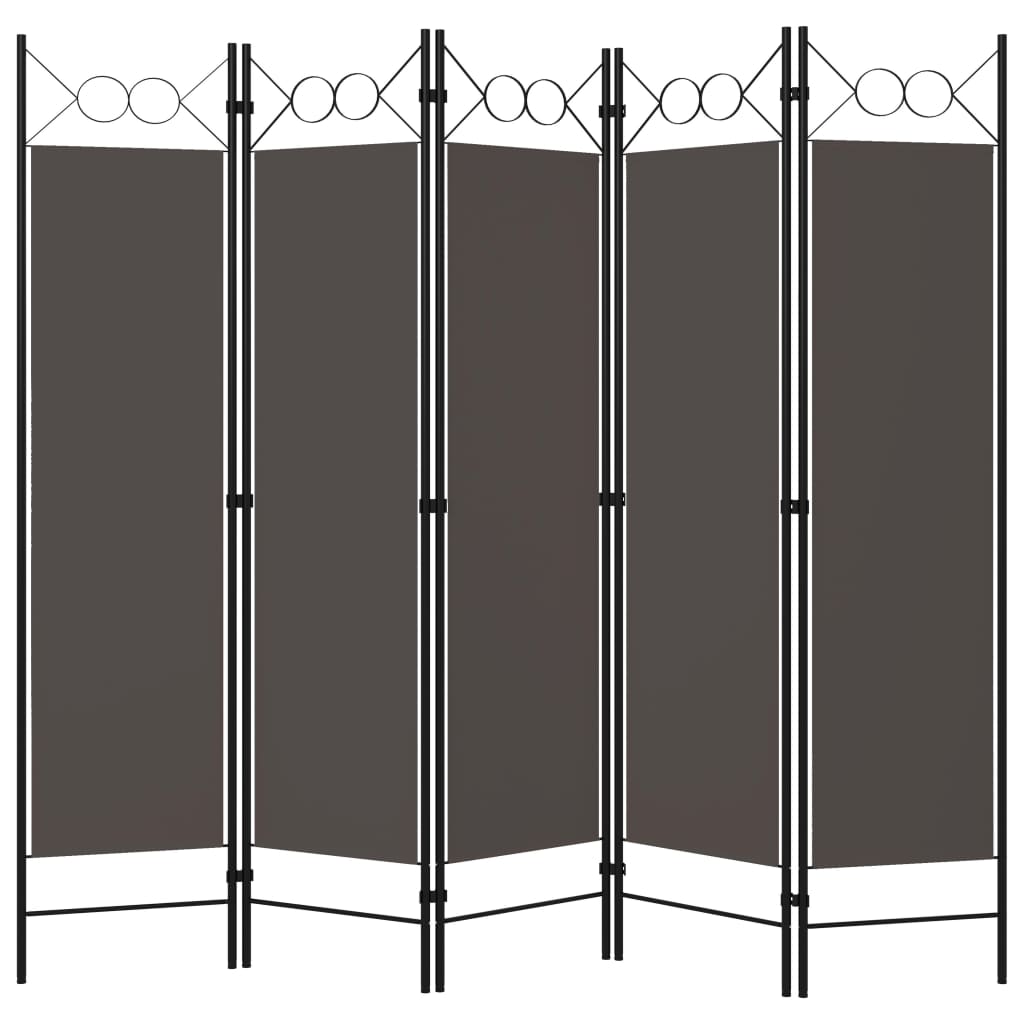 5-tlg. Raumteiler Anthrazit 200 x 180 cm