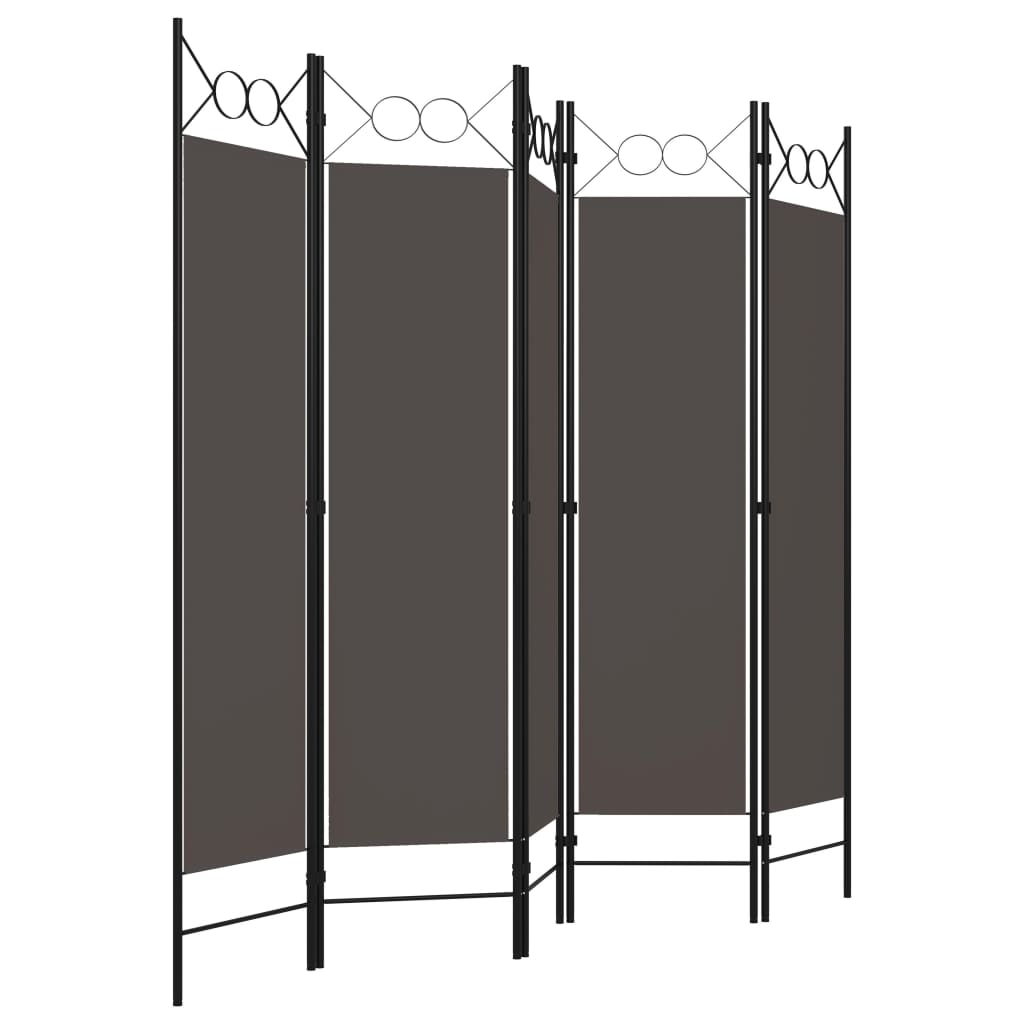 5-tlg. Raumteiler Anthrazit 200 x 180 cm