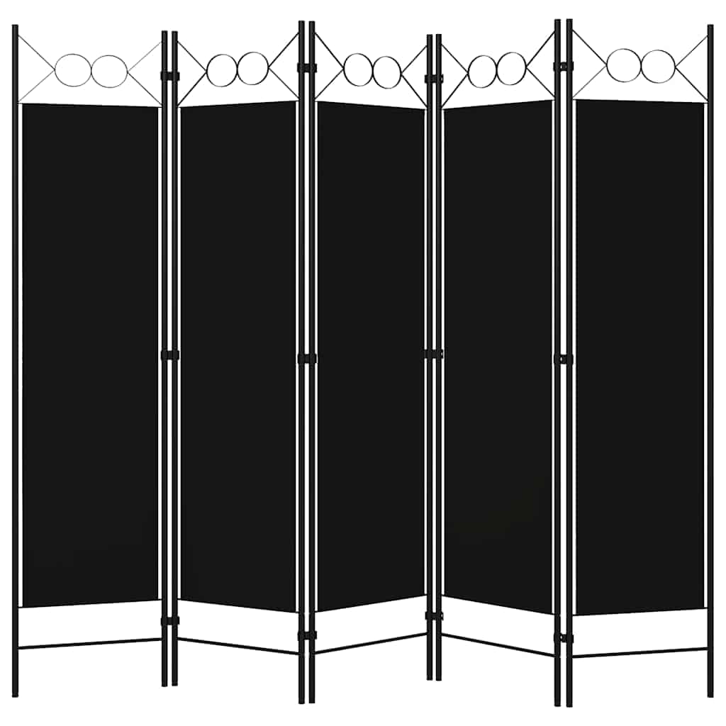 5-tlg. Raumteiler Schwarz 200 x 180 cm