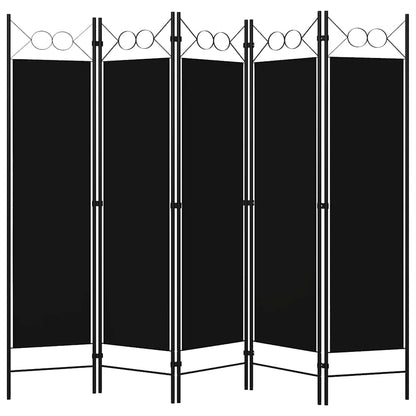 5-tlg. Raumteiler Schwarz 200 x 180 cm