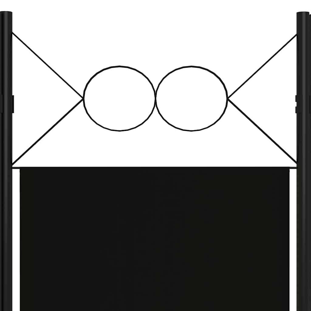 5-tlg. Raumteiler Schwarz 200 x 180 cm