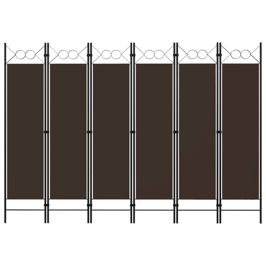 6-tlg. Raumteiler Braun 240 x 180 cm
