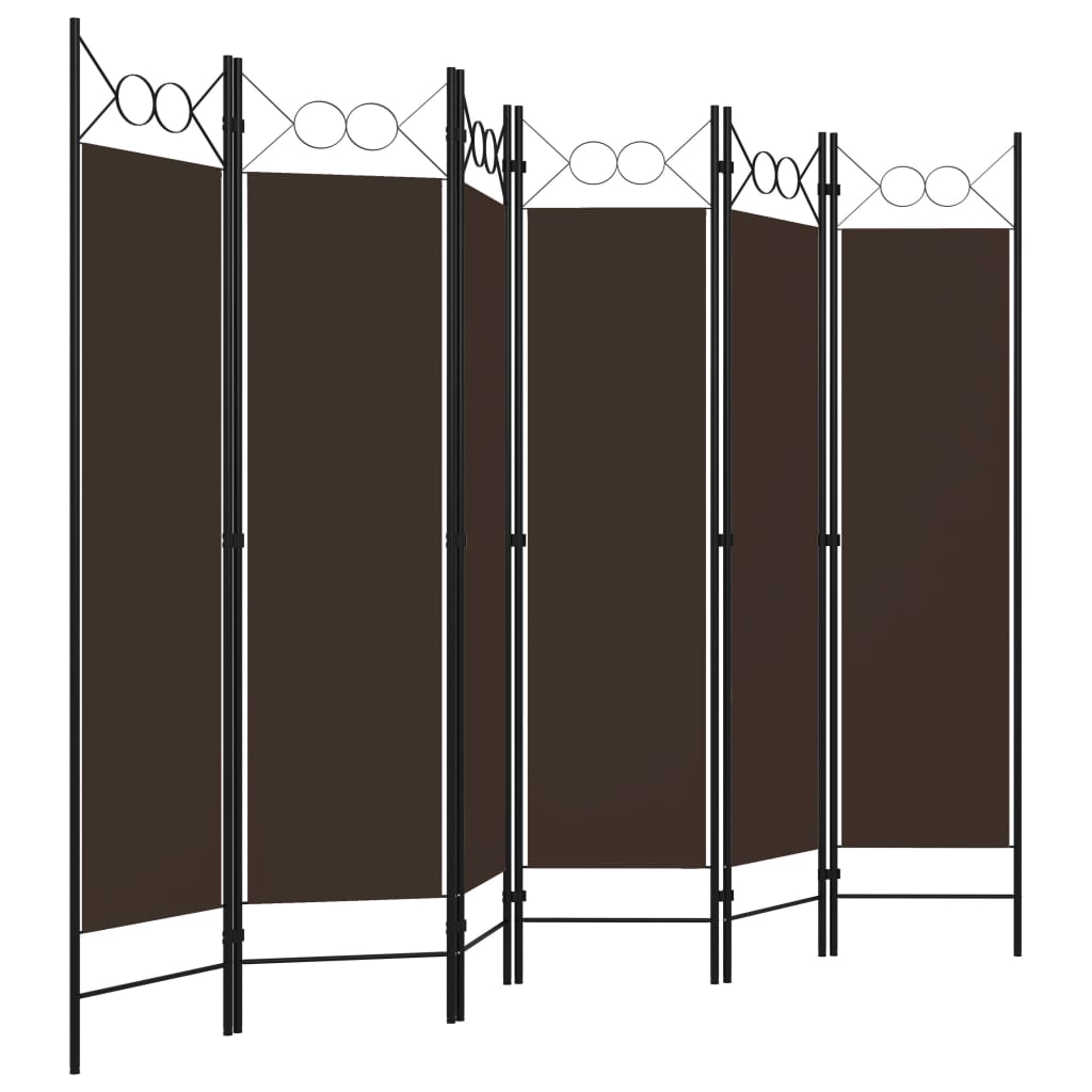 6-tlg. Raumteiler Braun 240 x 180 cm
