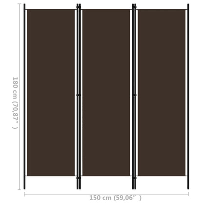 3-tlg. Raumteiler Braun 150x180 cm