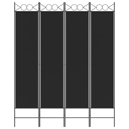 4-tlg. Paravent Schwarz 160x200 cm Stoff