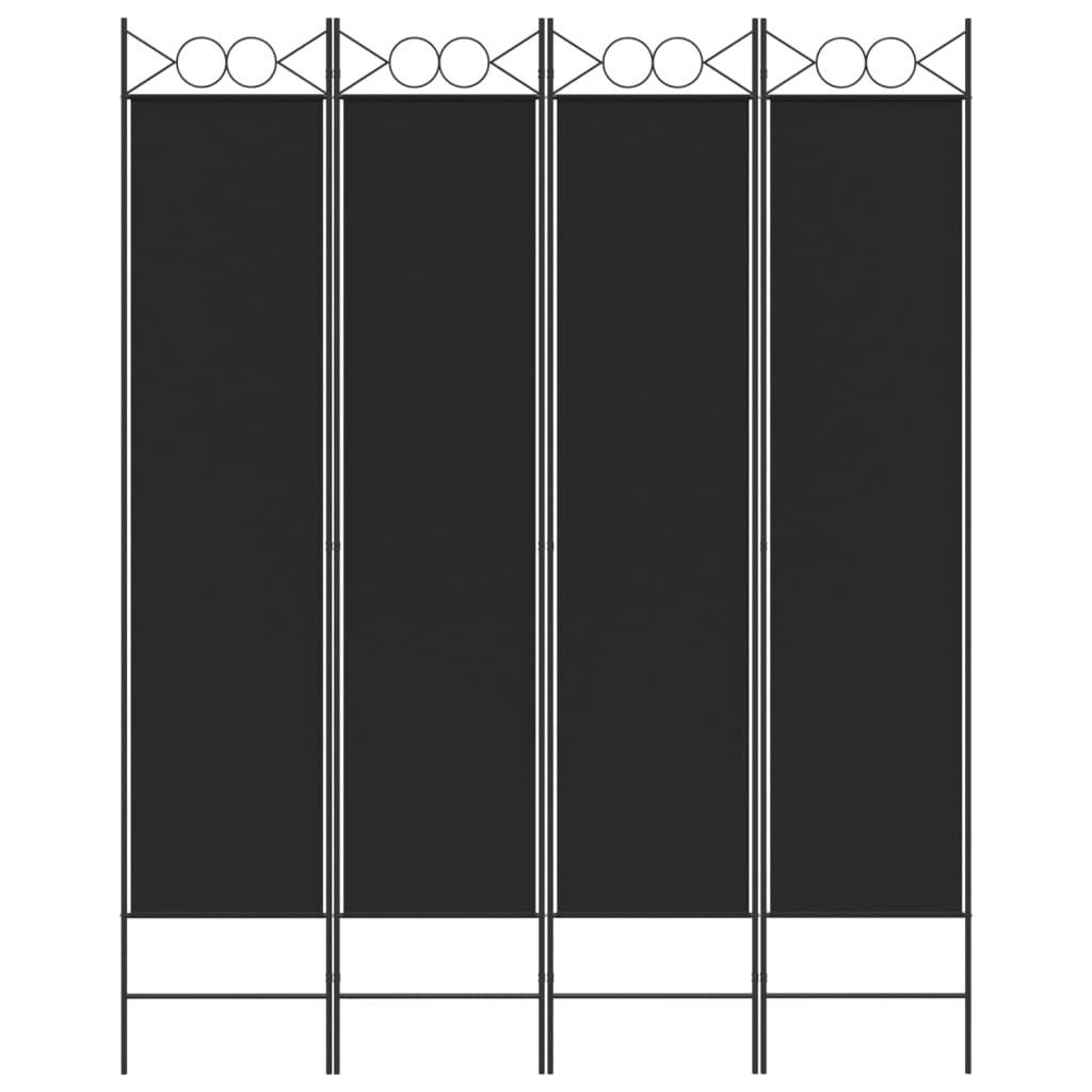 4-tlg. Paravent Schwarz 160x200 cm Stoff