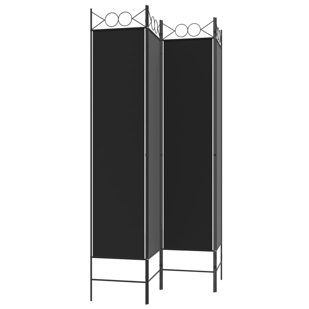 4-tlg. Paravent Schwarz 160x200 cm Stoff