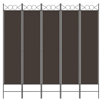 5-tlg. Paravent Braun 200x200 cm Stoff