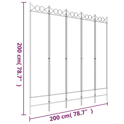 5-tlg. Paravent Braun 200x200 cm Stoff