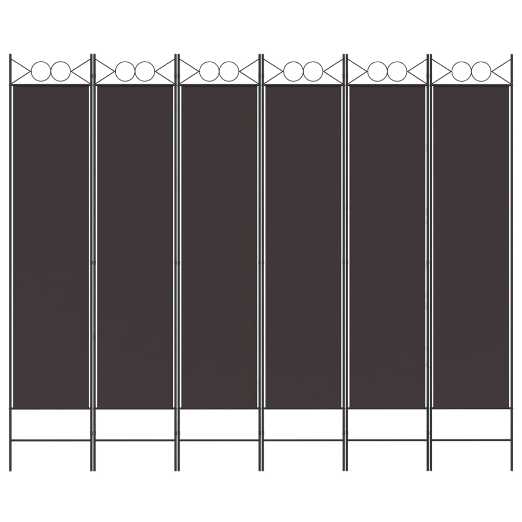 6-tlg. Paravent Braun 200x200 cm Stoff