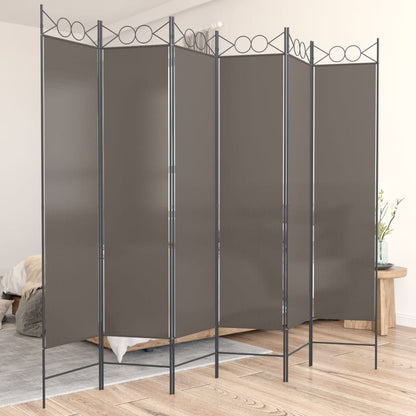 6-tlg. Paravent Anthrazit 240x200 cm Stoff