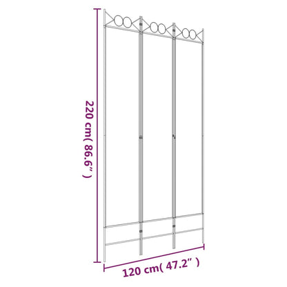 3-tlg. Paravent Braun 120x220 cm Stoff