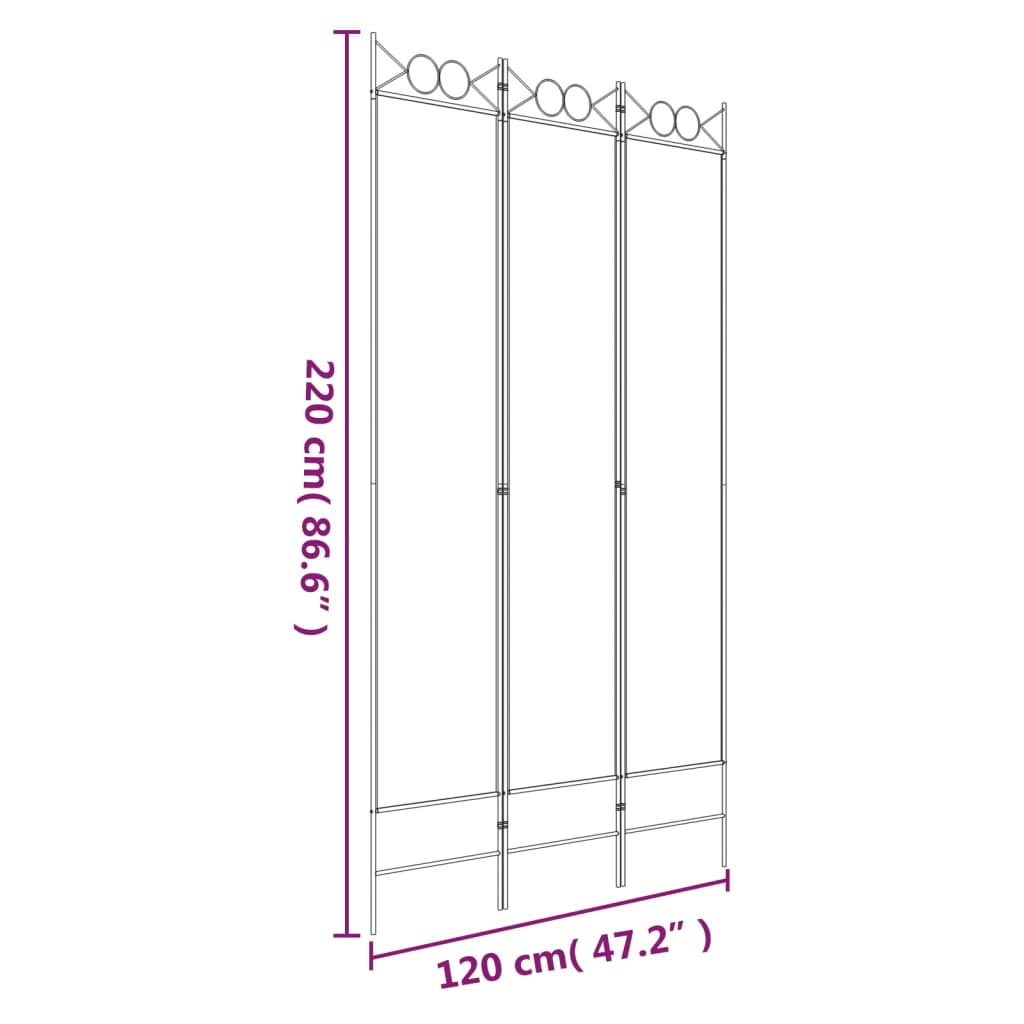 3-tlg. Paravent Braun 120x220 cm Stoff