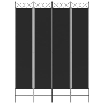 4-tlg. Paravent Schwarz 160x220 cm Stoff