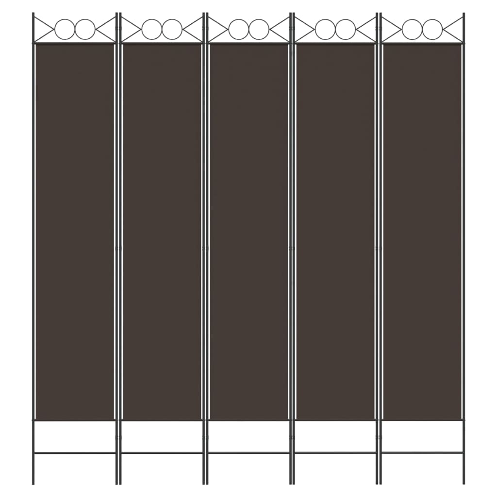 5-tlg. Paravent Braun 200x220 cm Stoff