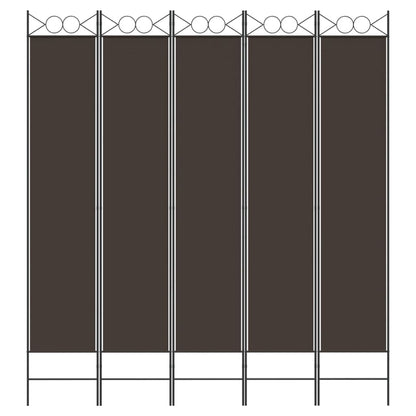 5-tlg. Paravent Braun 200x220 cm Stoff
