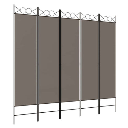 5-tlg. Paravent Anthrazit 200x220 cm Stoff