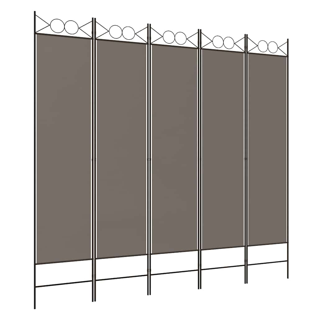 5-tlg. Paravent Anthrazit 200x220 cm Stoff