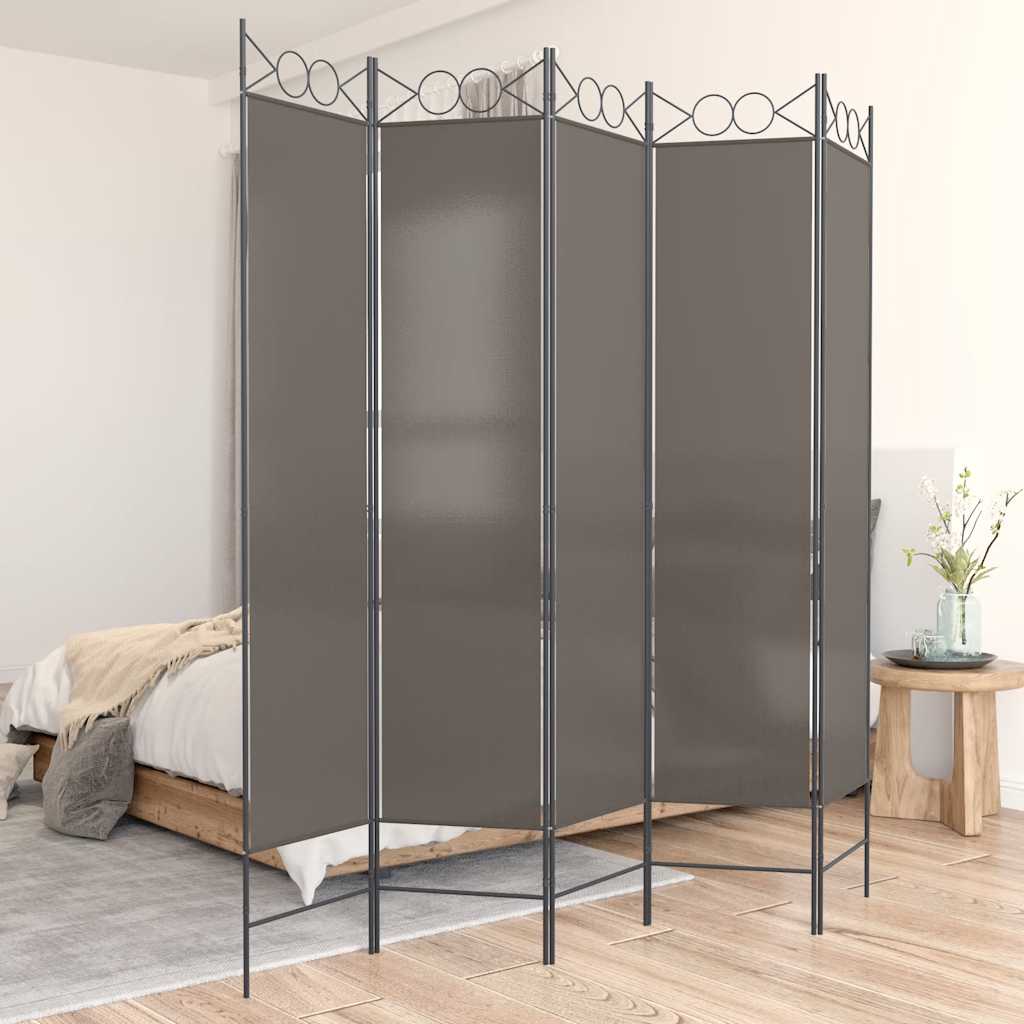 5-tlg. Paravent Anthrazit 200x220 cm Stoff