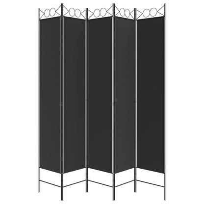 5-tlg. Paravent Schwarz 200x220 cm Stoff