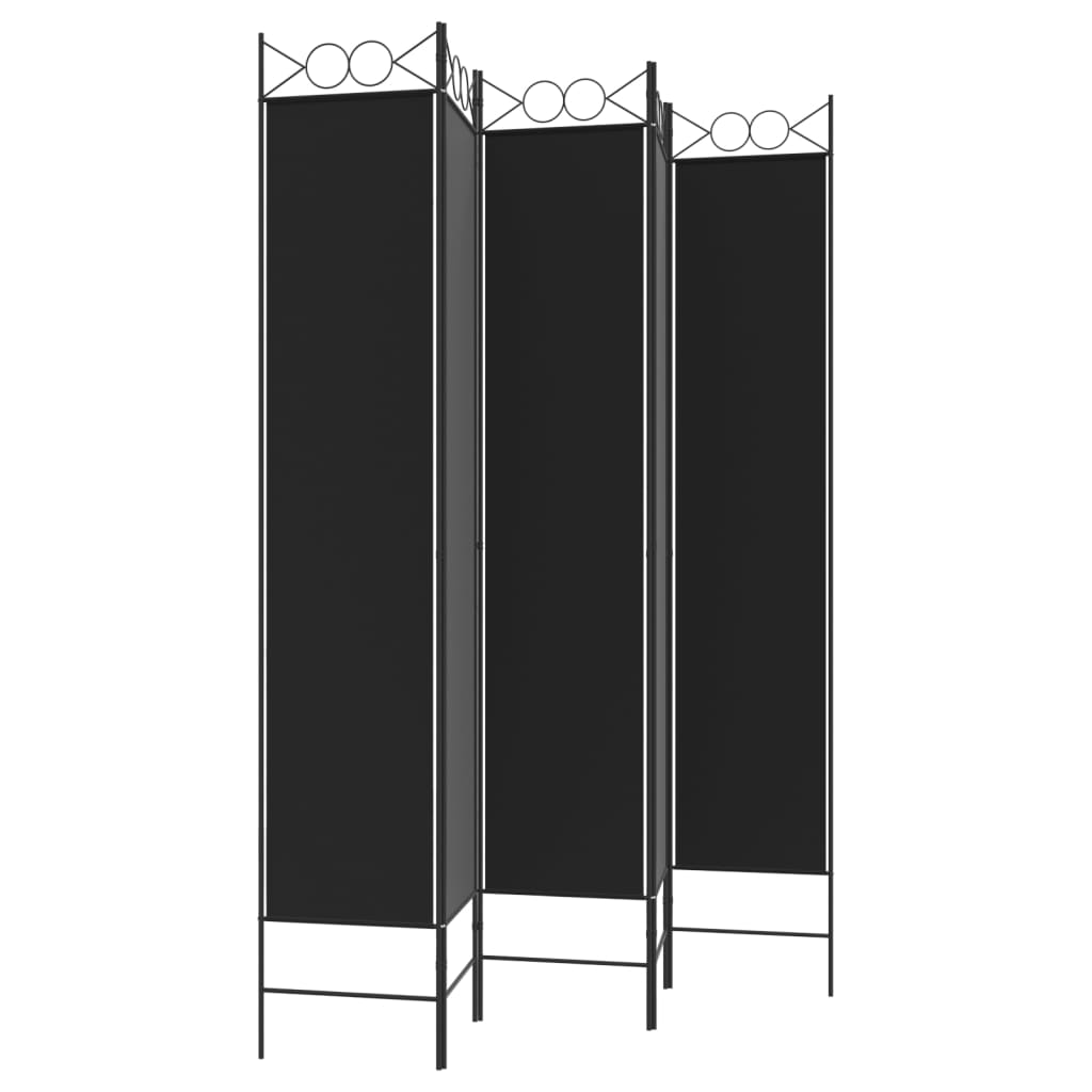 5-tlg. Paravent Schwarz 200x220 cm Stoff