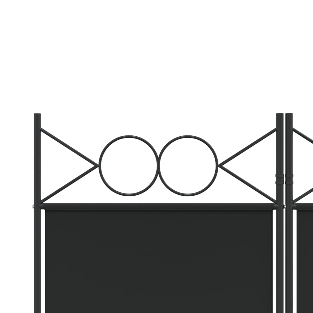 5-tlg. Paravent Schwarz 200x220 cm Stoff