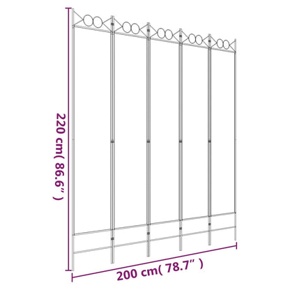 5-tlg. Paravent Schwarz 200x220 cm Stoff