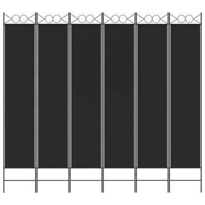 6-tlg. Paravent Schwarz 240x220 cm Stoff