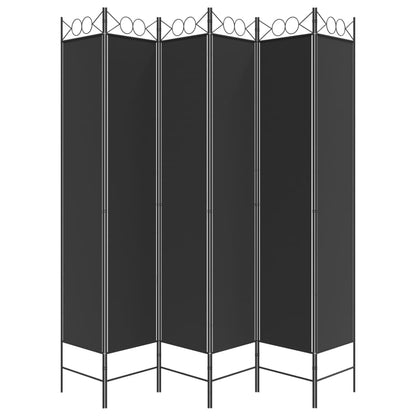 6-tlg. Paravent Schwarz 240x220 cm Stoff