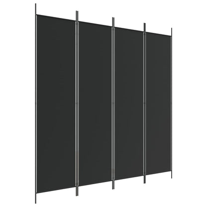 4-tlg. Paravent Schwarz 200x200 cm Stoff