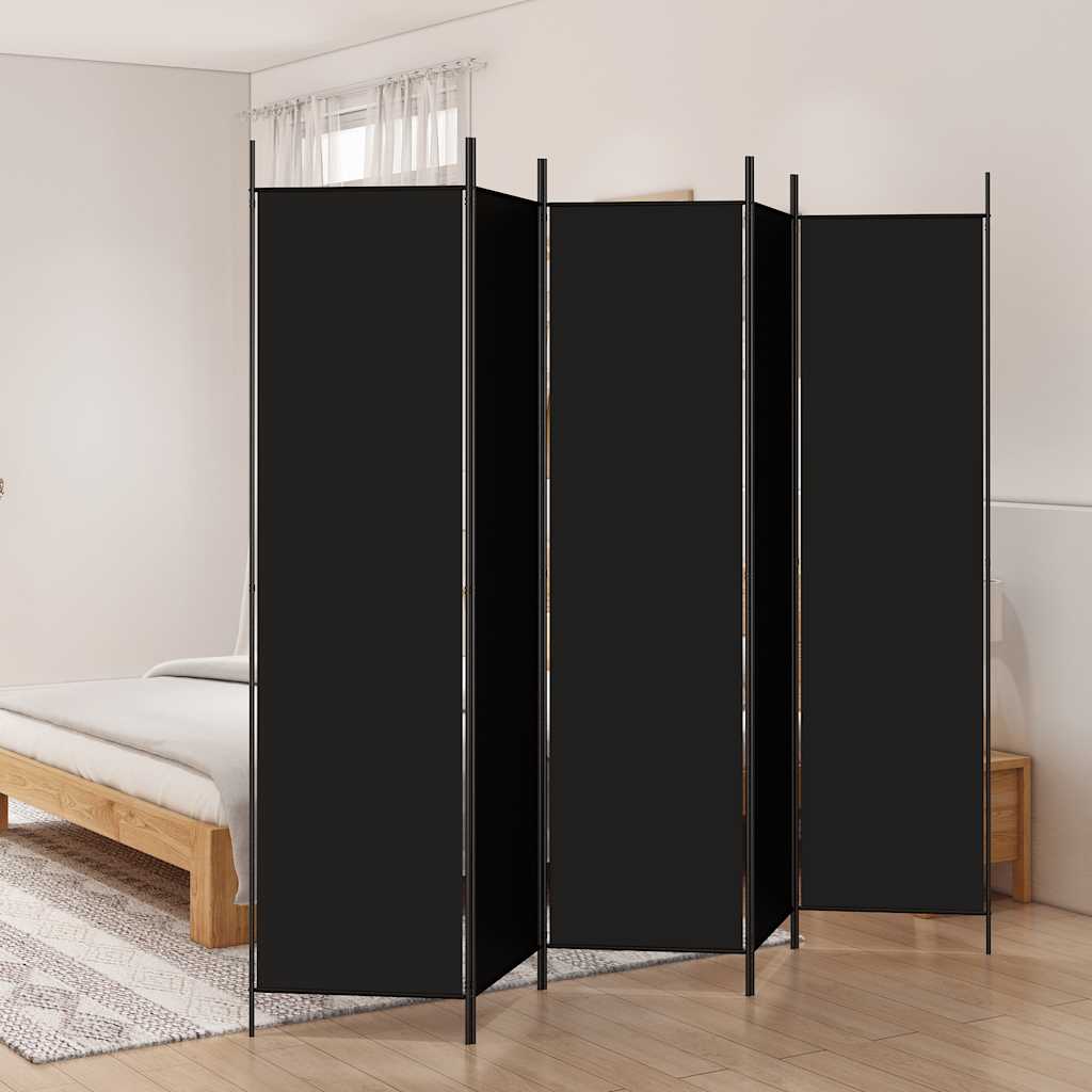 5-tlg. Paravent Schwarz 250x200 cm Stoff