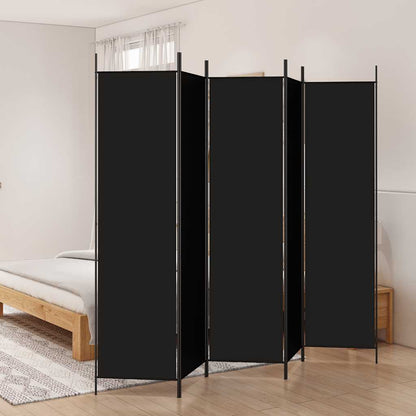 5-tlg. Paravent Schwarz 250x200 cm Stoff