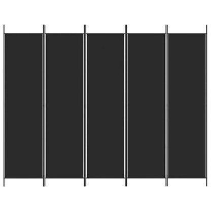 5-tlg. Paravent Schwarz 250x200 cm Stoff