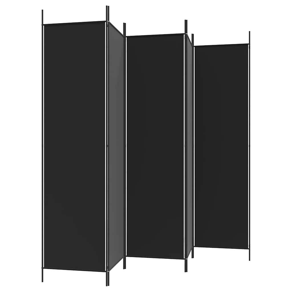 5-tlg. Paravent Schwarz 250x200 cm Stoff