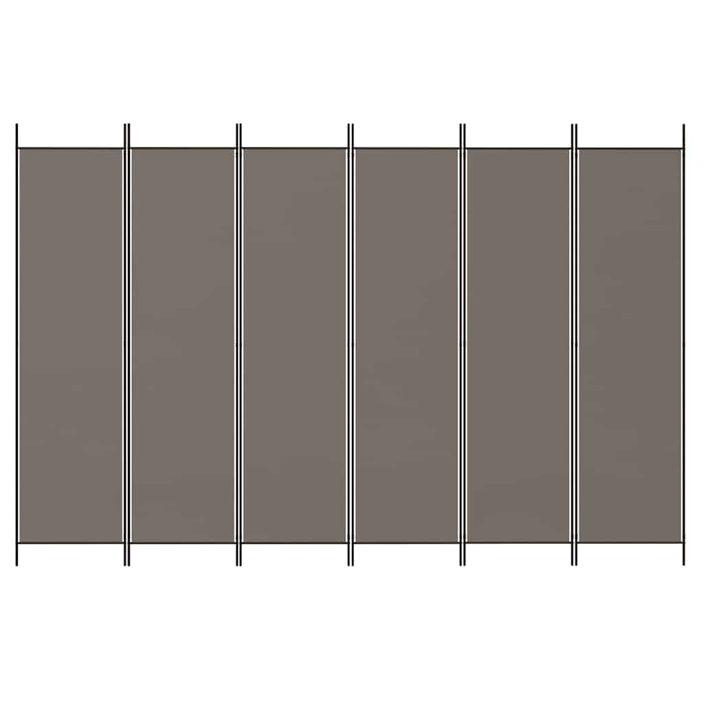 6-tlg. Paravent Anthrazit 300x200 cm Stoff