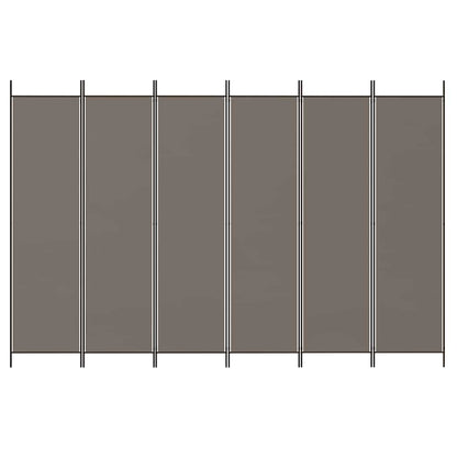 6-tlg. Paravent Anthrazit 300x200 cm Stoff