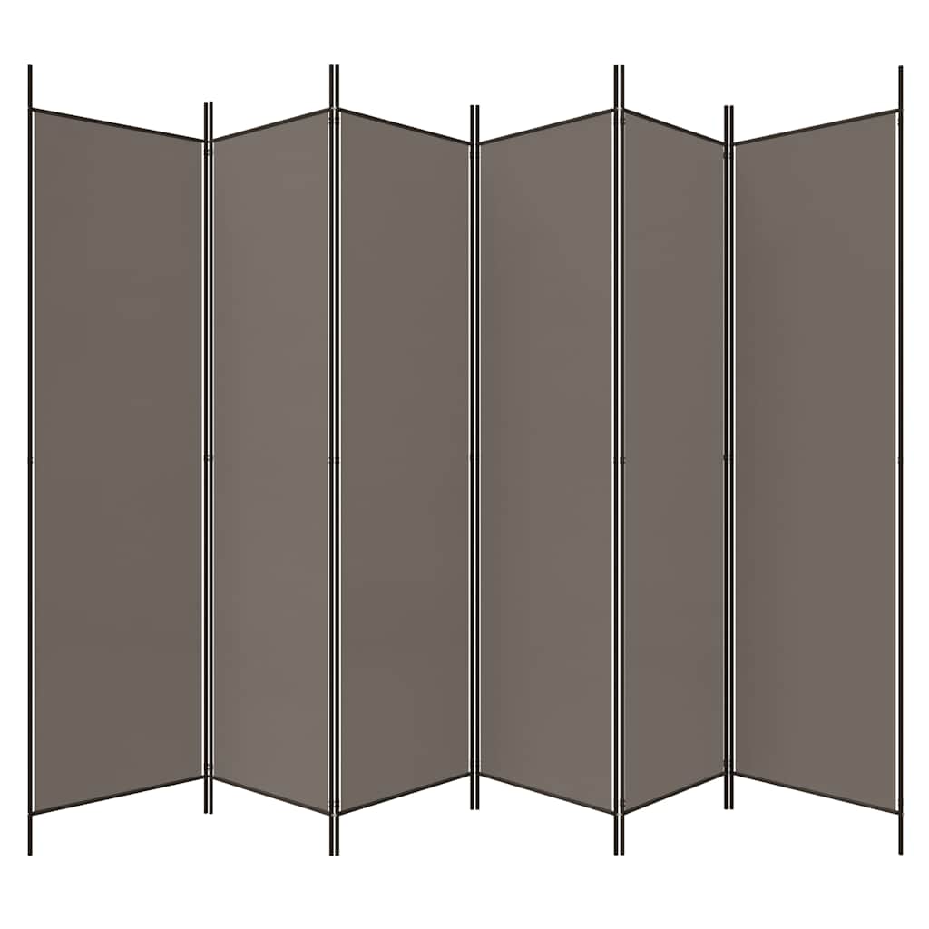 6-tlg. Paravent Anthrazit 300x200 cm Stoff