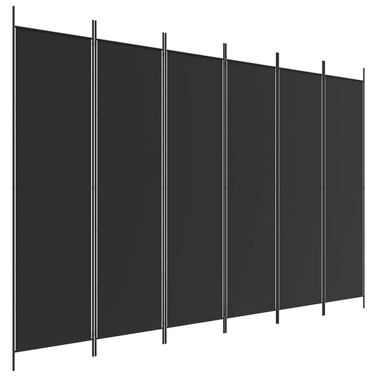 6-tlg. Paravent Schwarz 300x200 cm Stoff