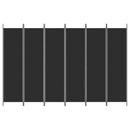6-tlg. Paravent Schwarz 300x200 cm Stoff