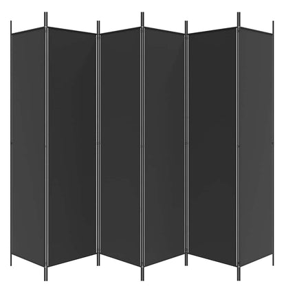 6-tlg. Paravent Schwarz 300x200 cm Stoff