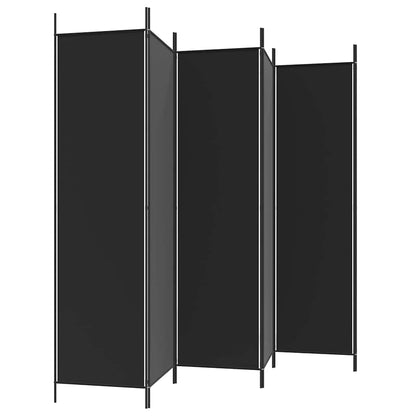 6-tlg. Paravent Schwarz 300x200 cm Stoff