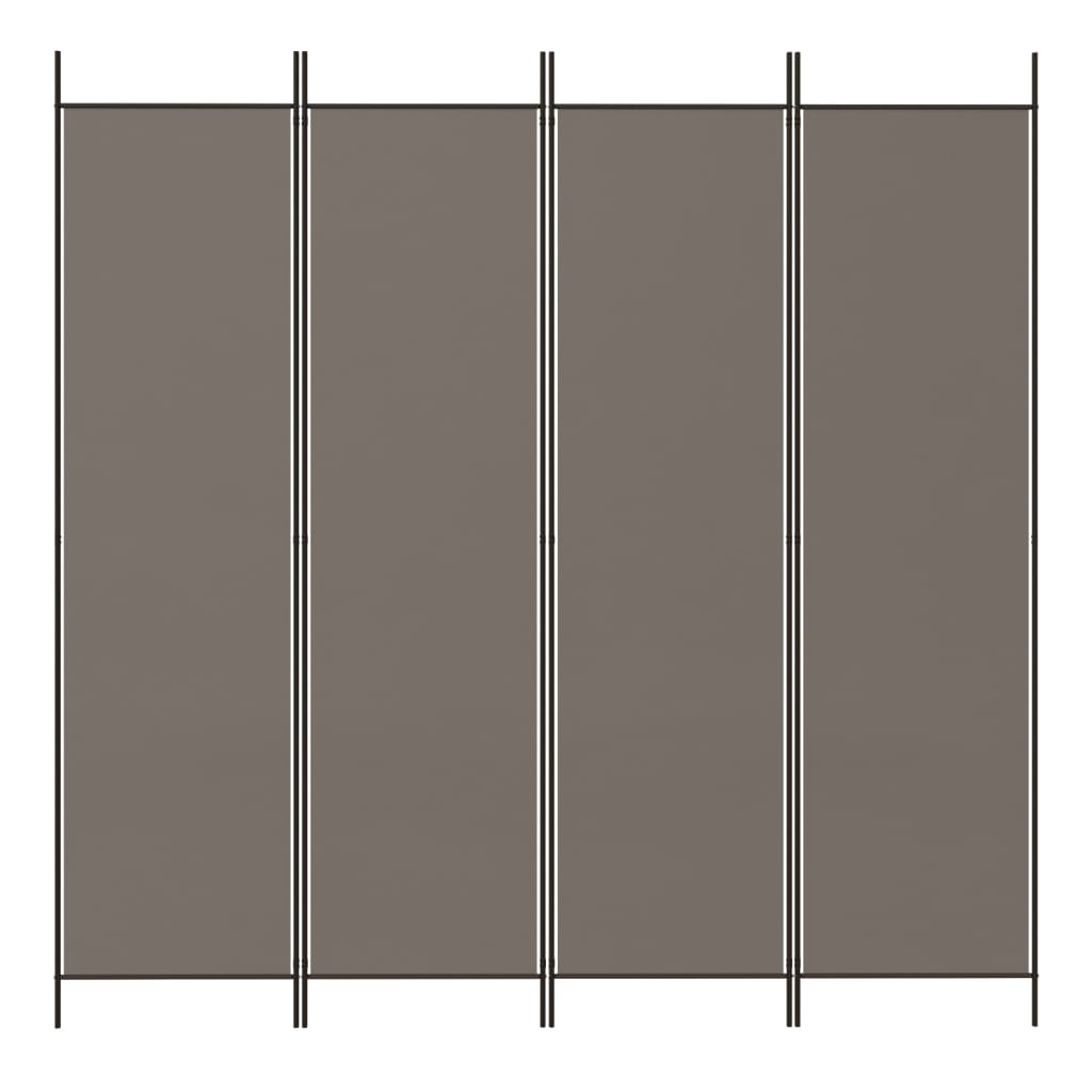 4-tlg. Paravent Anthrazit 200x220 cm Stoff