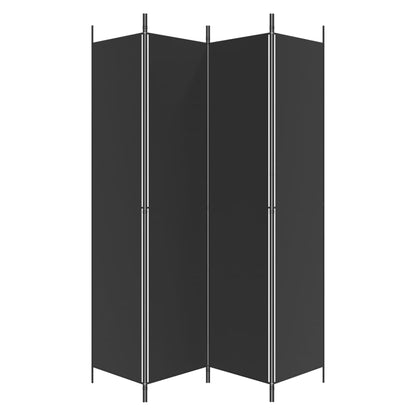 4-tlg. Paravent Schwarz 200x220 cm Stoff