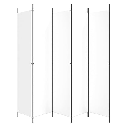 5-tlg. Paravent Weiß 250x220 cm Stoff